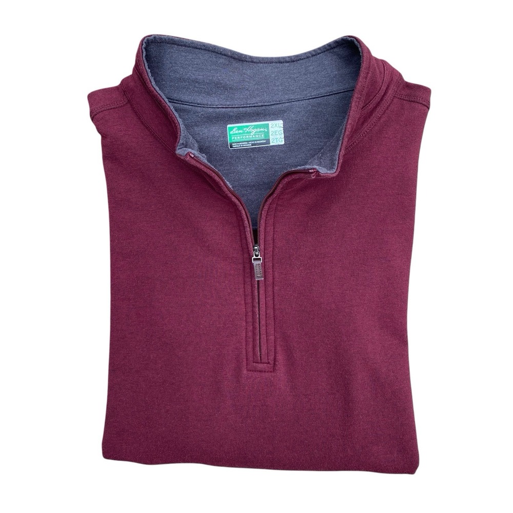 BEN HOGAN PERFORMANCE 1/4 ZIP LONG SLEEVE Burgundy GOLF PULLOVER MENS XXL